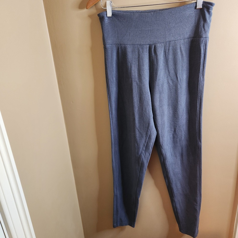 Victorias Secret Waffle Knit Thermal Leggings Gray High Waist  Lounge Pants Sz L